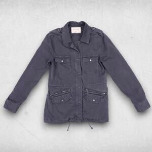 Velvet Parka Women S Dk Gray Drawstring Cinch Waist Collared Utility Streetwear